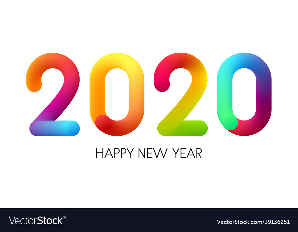 2020 new year colorful gradient 3d letters