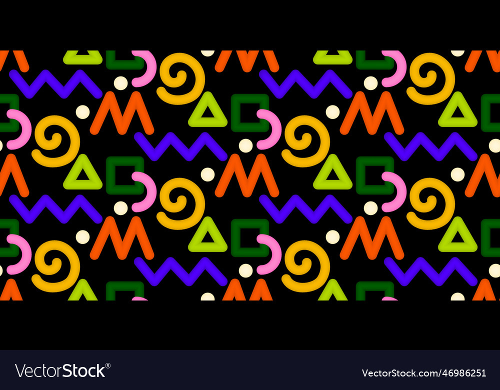 Bright seamless pattern with colorful squiggles