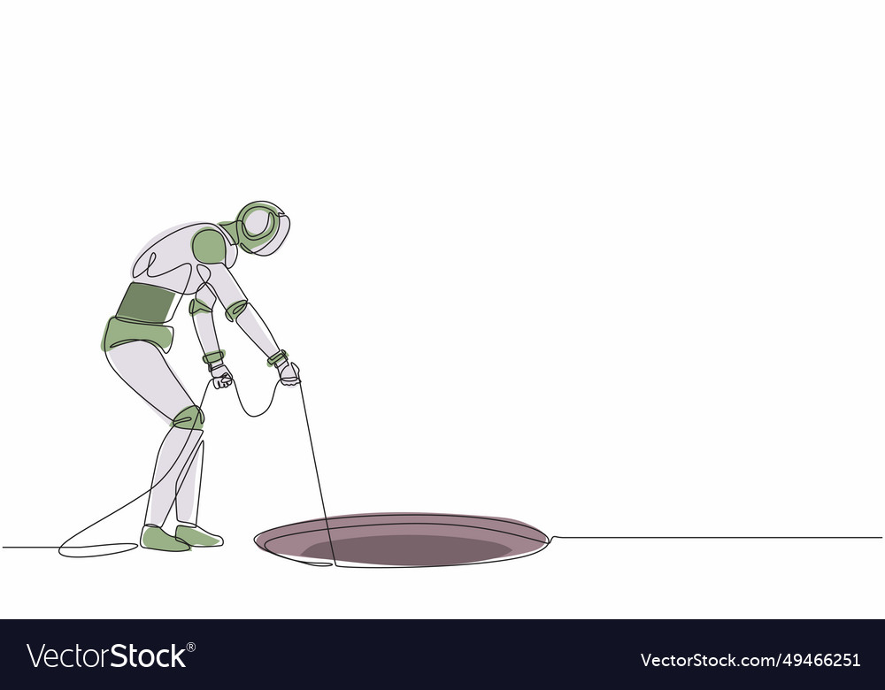 Continuous one line drawing robot stretch out vector image Continuous one line drawing robot stretch out
