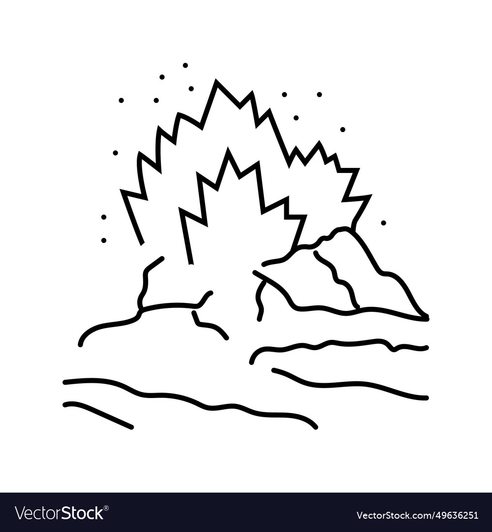 Dangerous exploding volcano line icon Vector Image Dangerous exploding volcano line icon