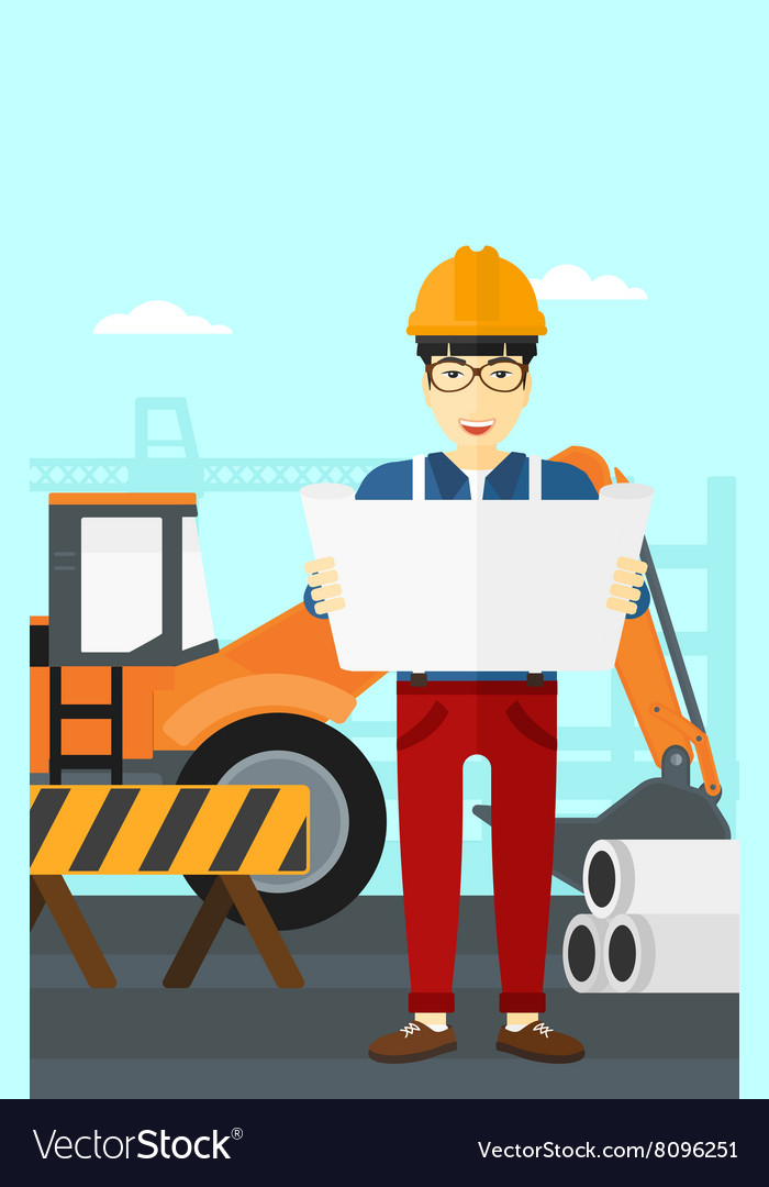 Engineer holding a blueprint