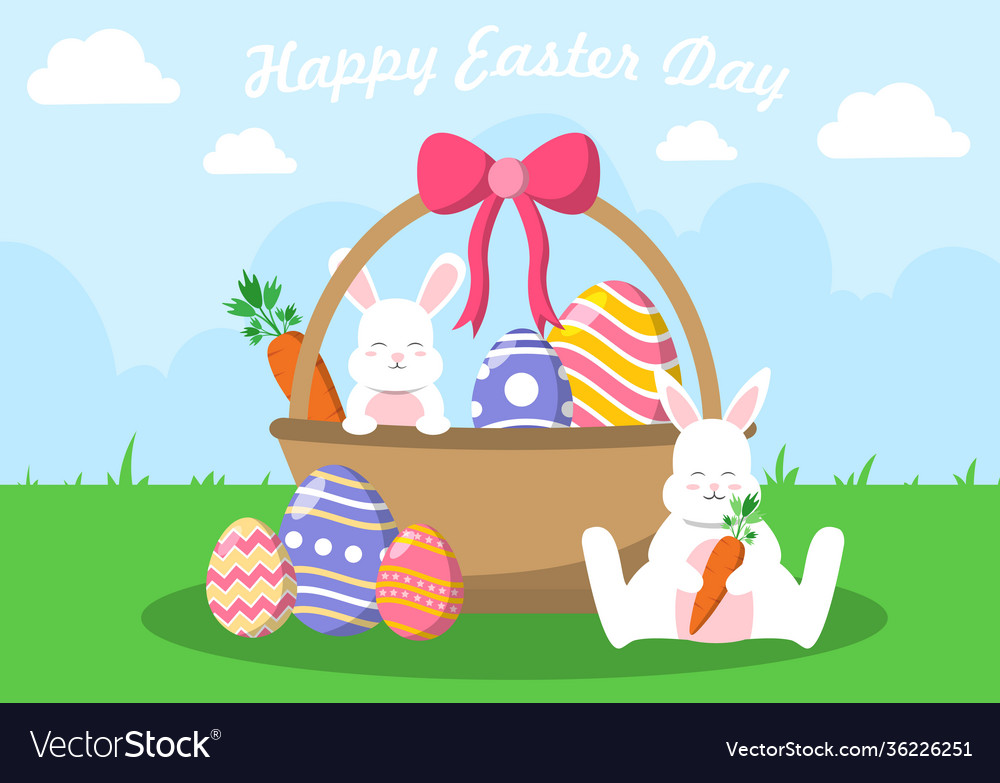 Happy easter day flat design background