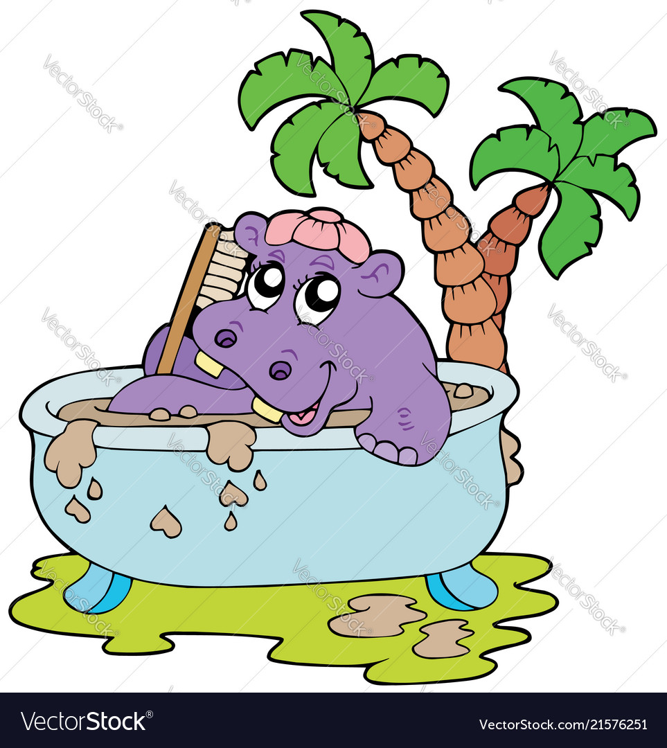 Hippo taking mud bath Royalty Free Vector Image