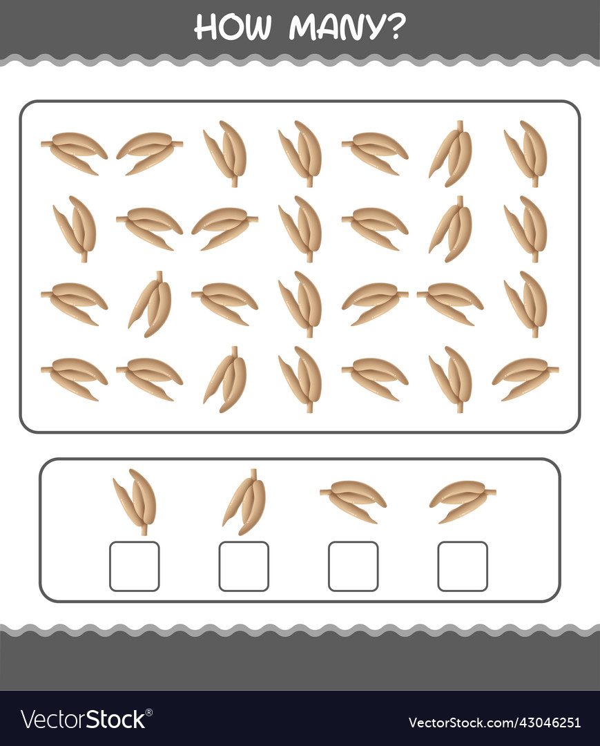 How many cartoon cassava counting game Vector Image How many cartoon cassava counting game