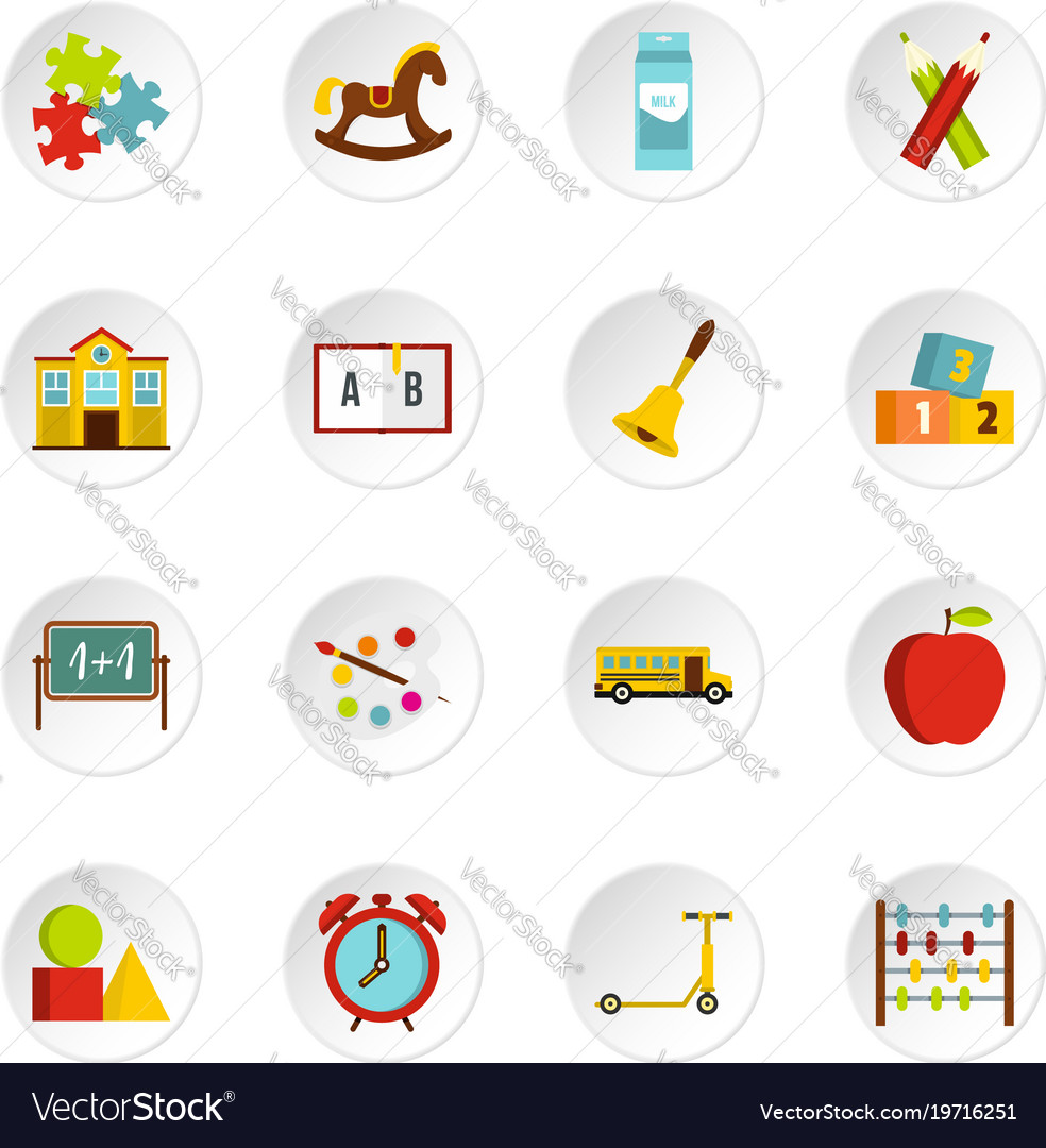 kindergarten-symbol-icons-set-in-flat-style-vector-image