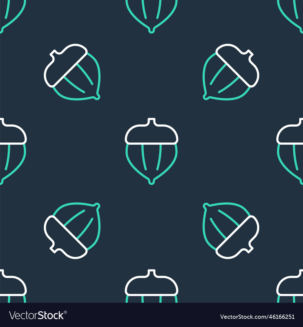 Line acorn icon isolated seamless pattern on black vector image Line acorn icon isolated seamless pattern on black