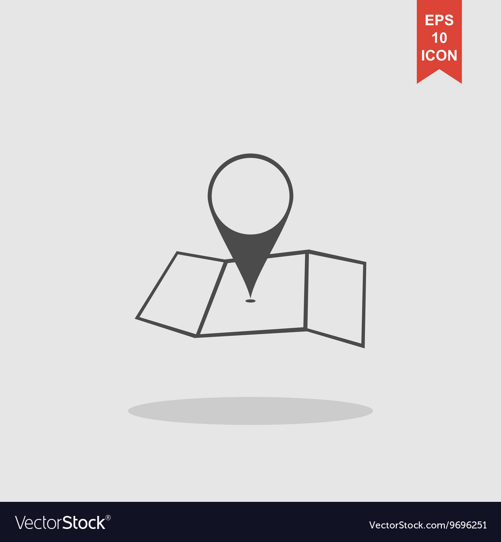 Map with pointer icon flat
