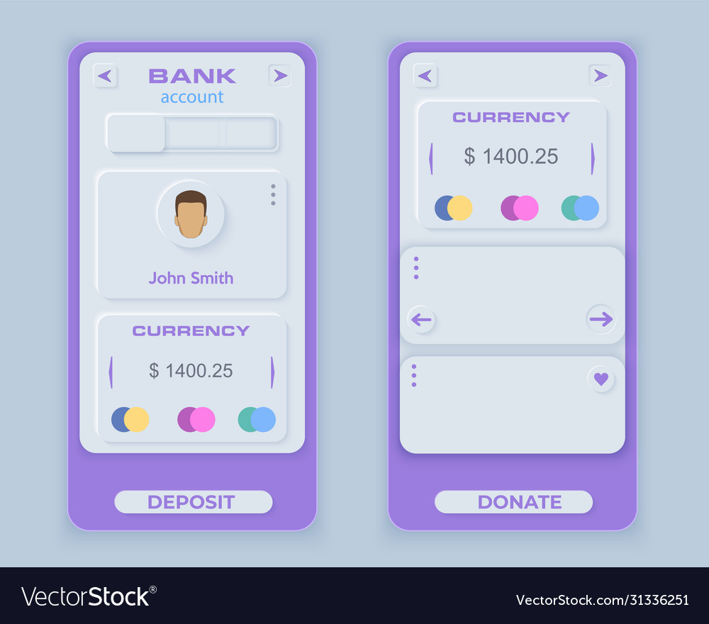 Neumorph ui kit on device screen vector image Neumorph ui kit on device screen