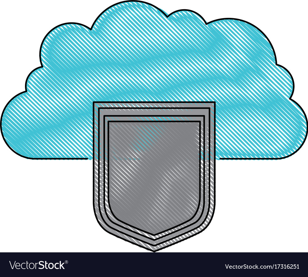 Server hosting storage icon in color crayon