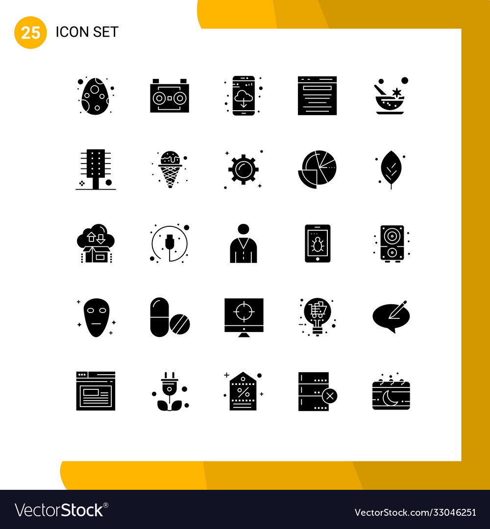 Set 25 solid glyphs on grid for aromatic