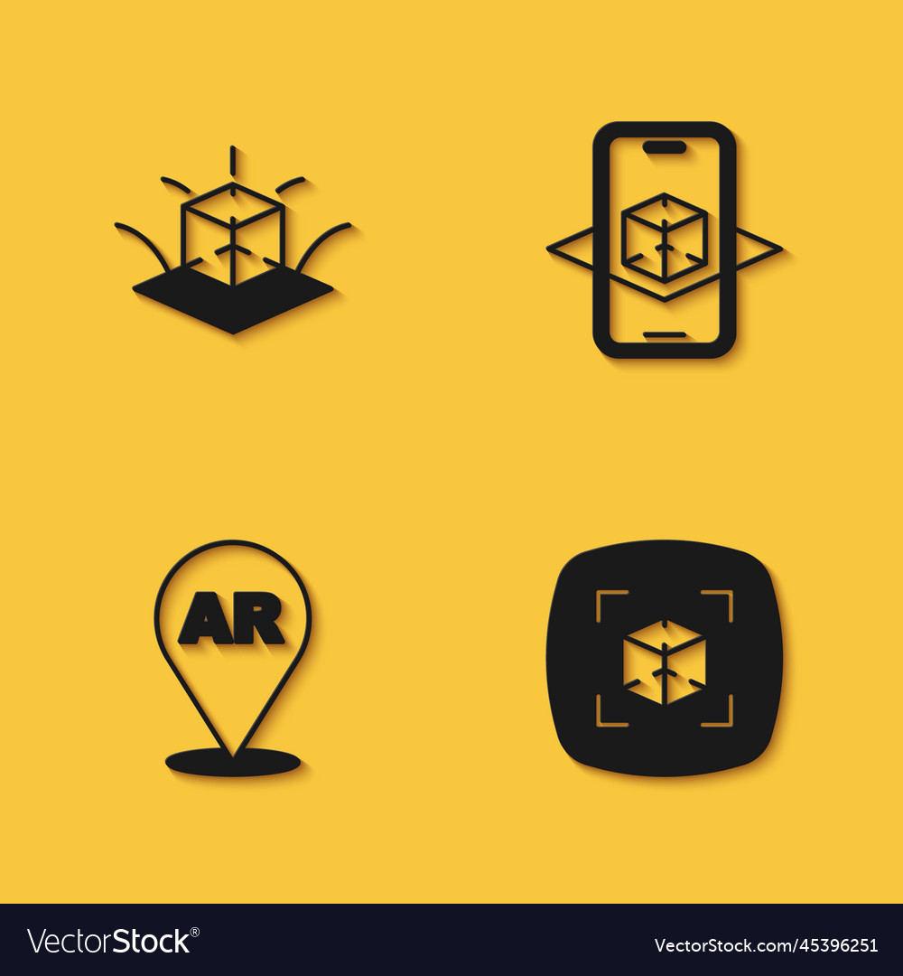 Set 3d modeling augmented reality ar and icon vector image Set 3d modeling augmented reality ar and icon
