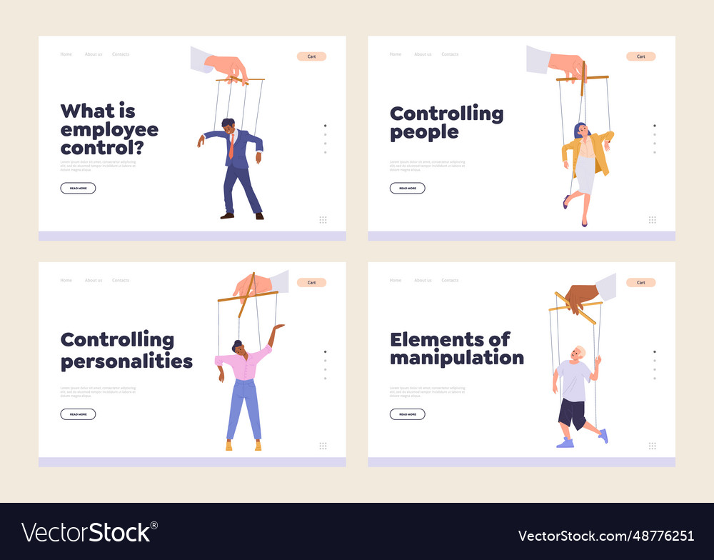 Set of landing page with manipulation