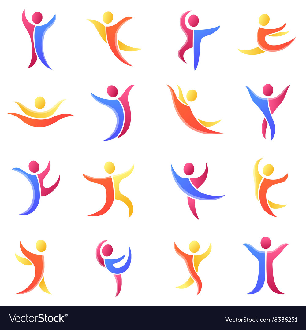 Silhouette different abstract people and twins Vector Image