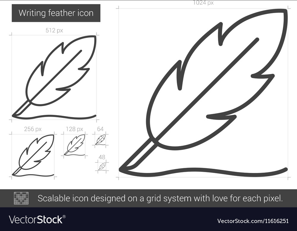 Writing feather line icon