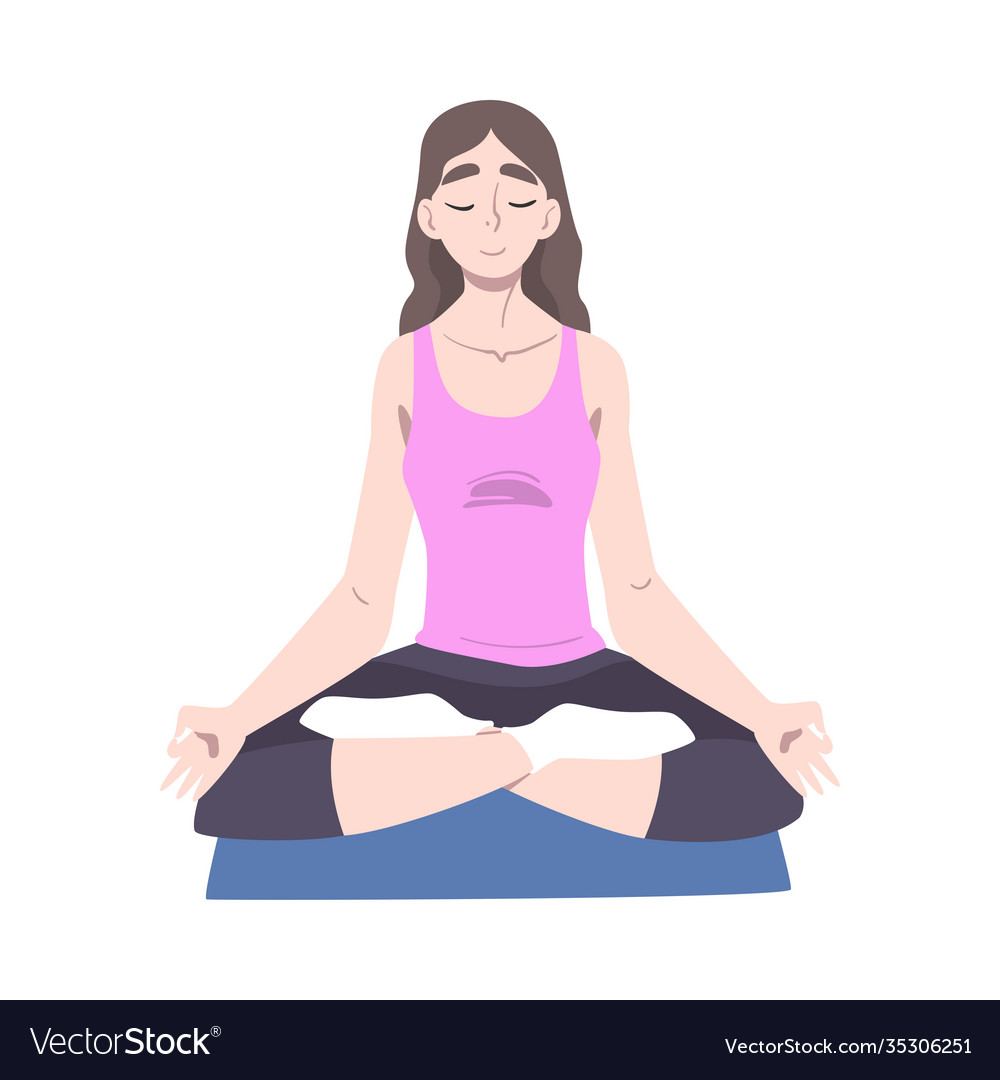 Young woman doing yoga girl sitting on floor Vector Image