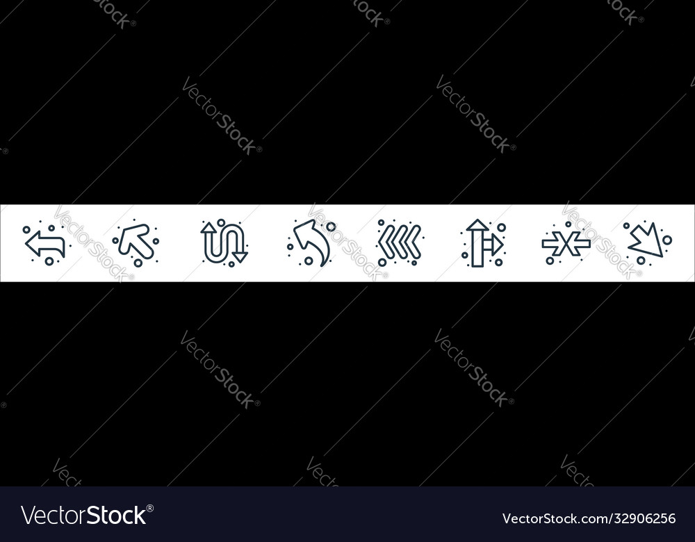 Arrows line icons linear set quality