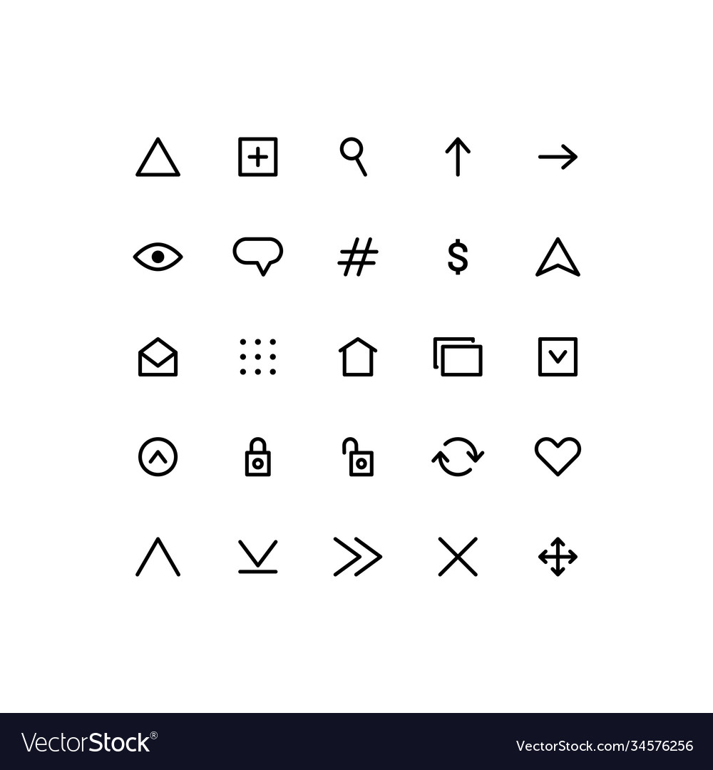 Black linear web buttons set vector image Black linear web buttons set