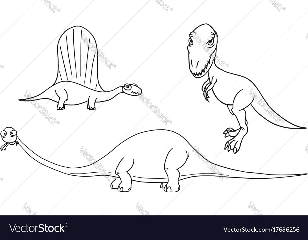 Cartoon Set 03 Of Ancient Dinosaur Monsters Vector Image