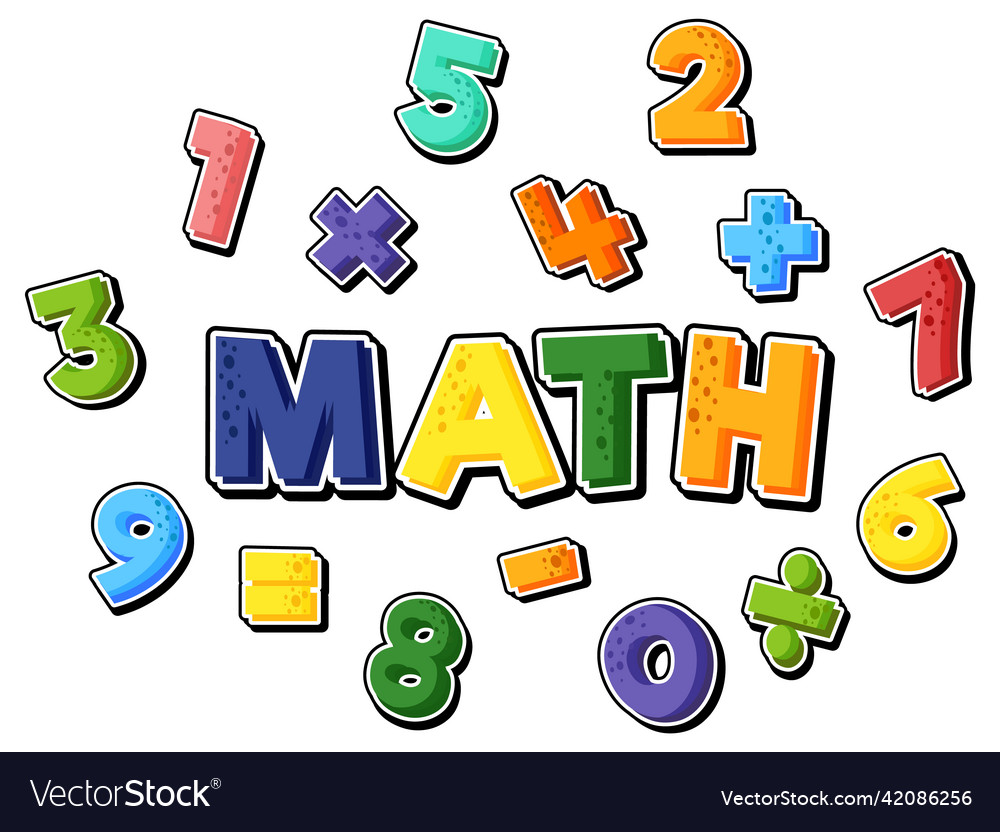 Counting number 0 to 9 and math symbols vector image Counting number 0 to 9 and math symbols