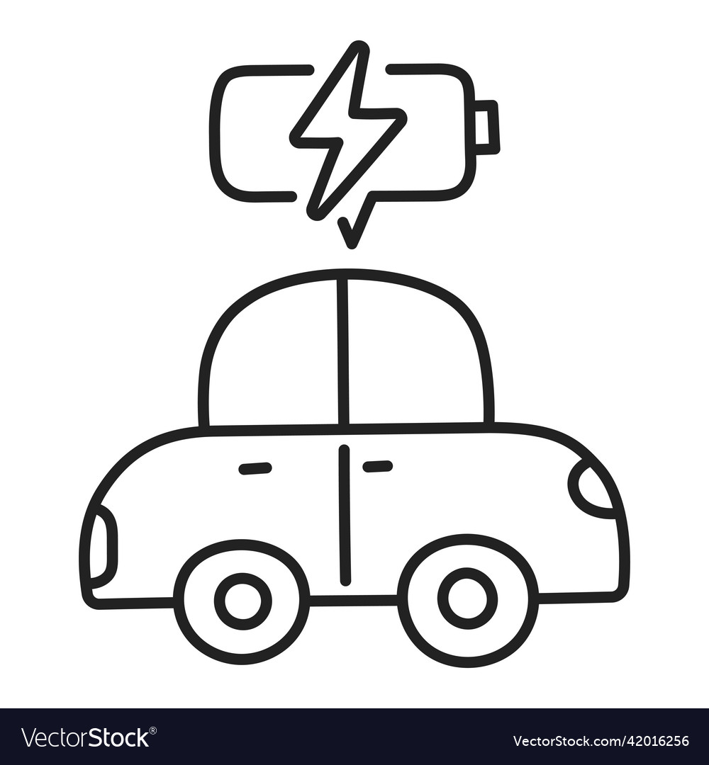 Electric car hand drawn ev doodle icon