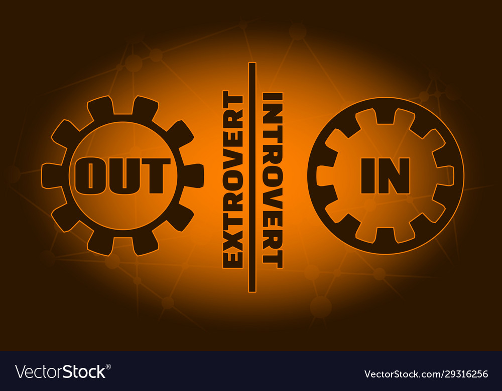 Extrovert vs introvert metaphor vector image Extrovert vs introvert metaphor