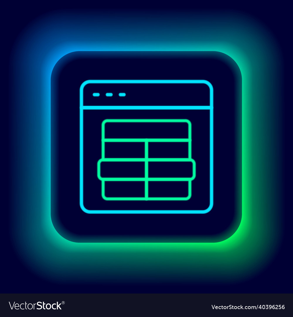 Glowing neon line mysql code icon isolated vector image Glowing neon line mysql code icon isolated