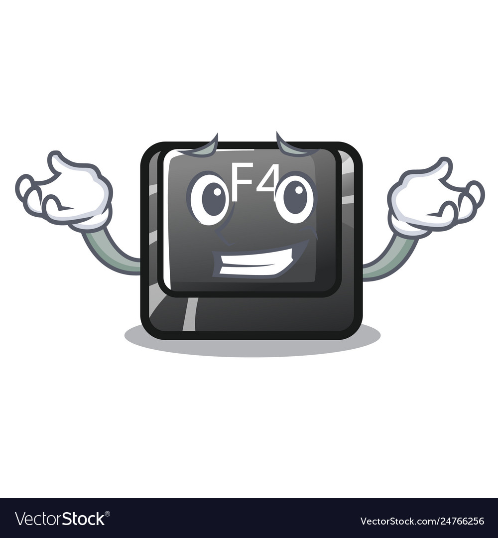 Grinning button f4 isolated with character