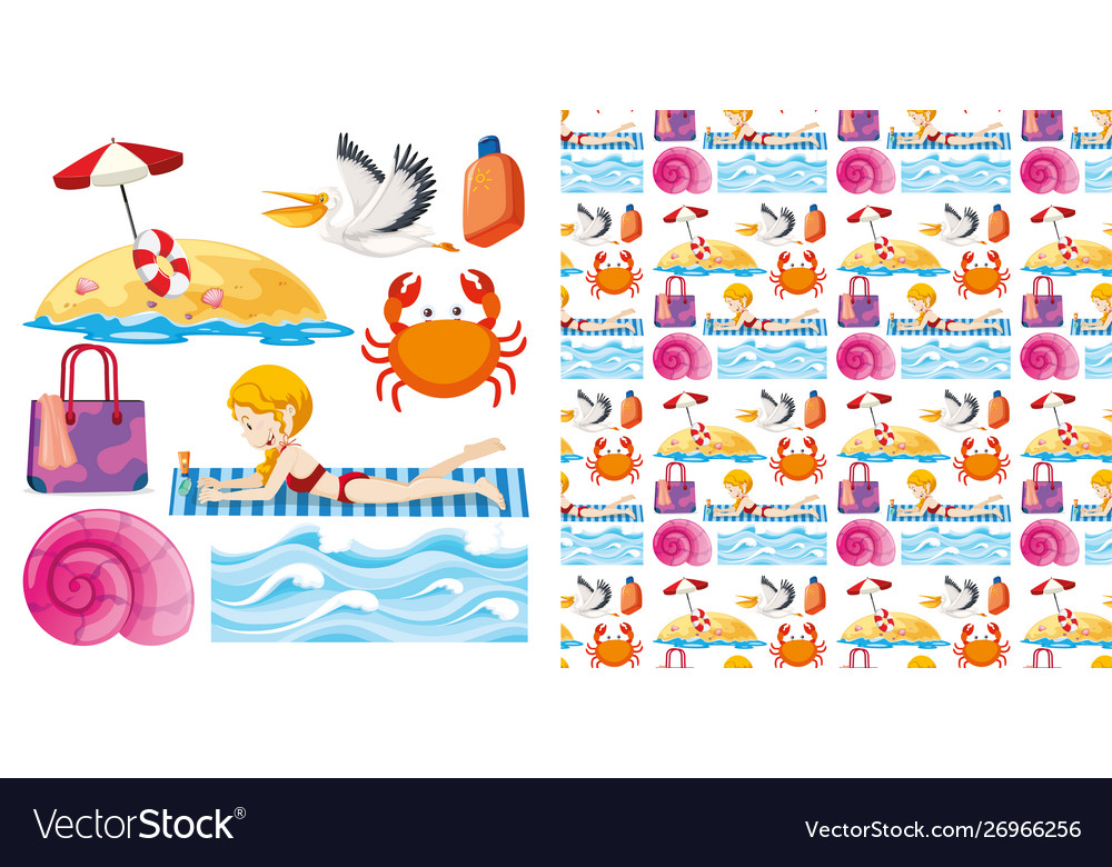Set seamless background design with isolated