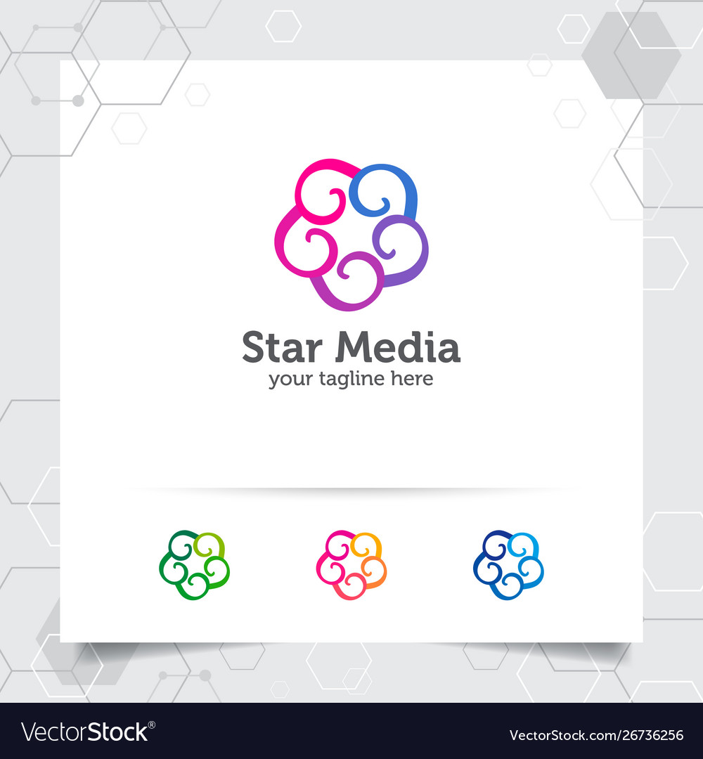 Star logo design concept connected loop symbol vector image Star logo design concept connected loop symbol