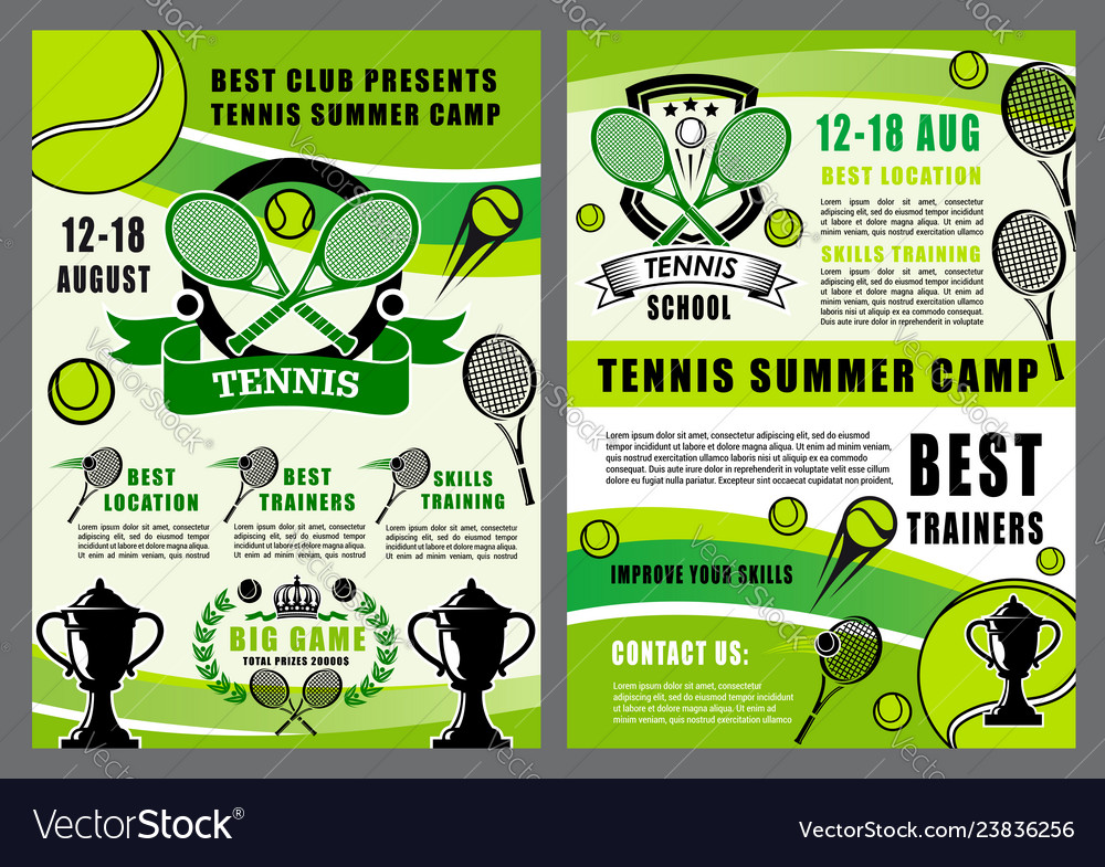 Tennis sport school camp game tournament Vector Image