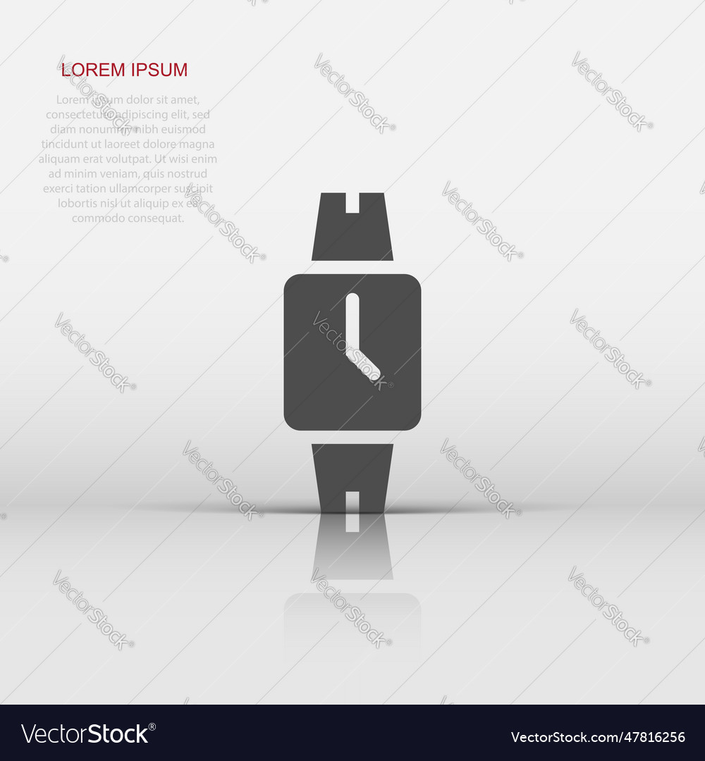 Wrist watch icon in flat style hand clock