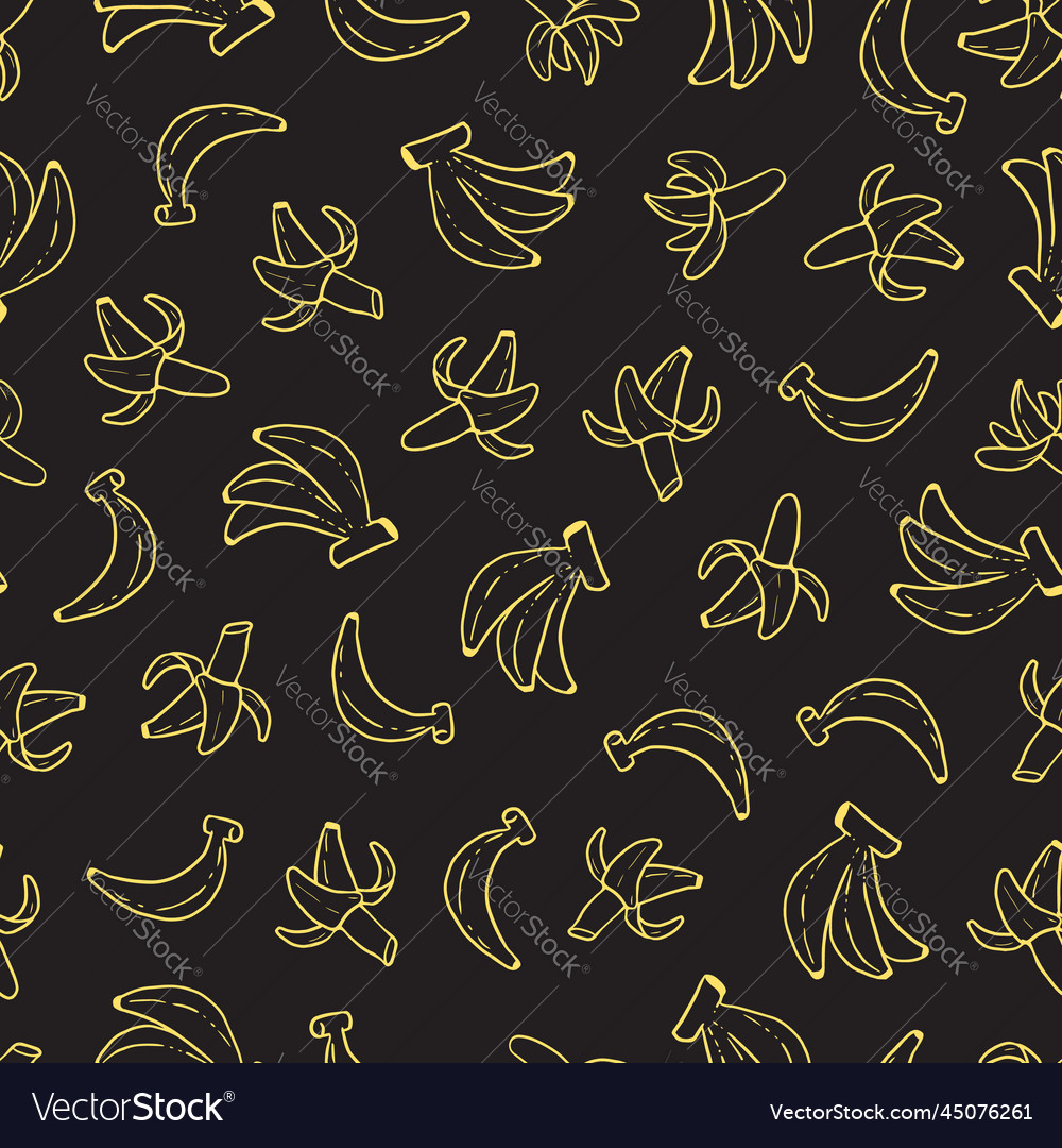 Abstract fruit seamless pattern with banana line