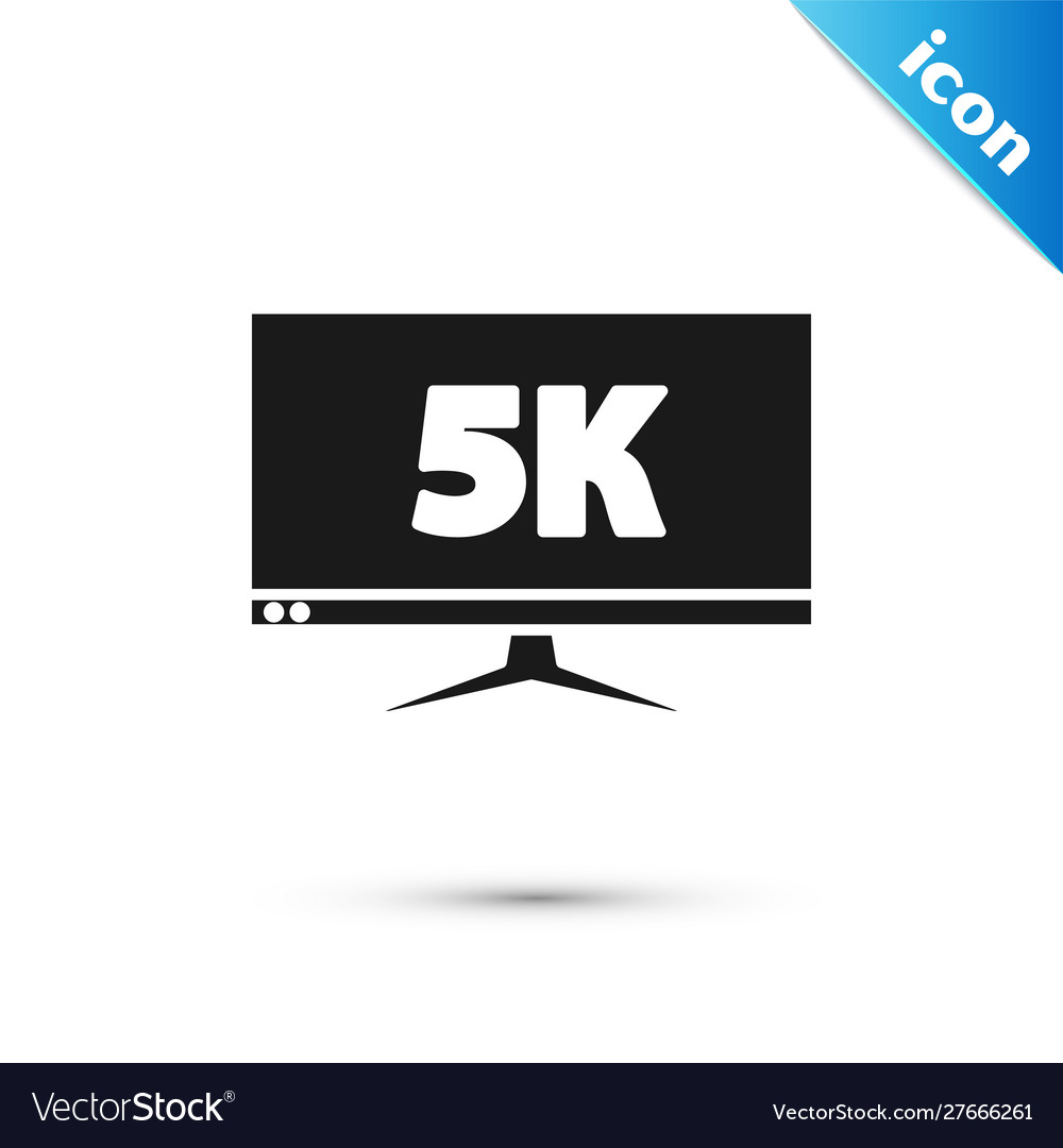 Black computer pc monitor display with 5k video Vector Image Black computer pc monitor display with 5k video