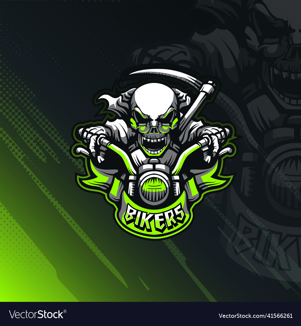 Death On Motorbike Logo For Esport Royalty Free Vector Image