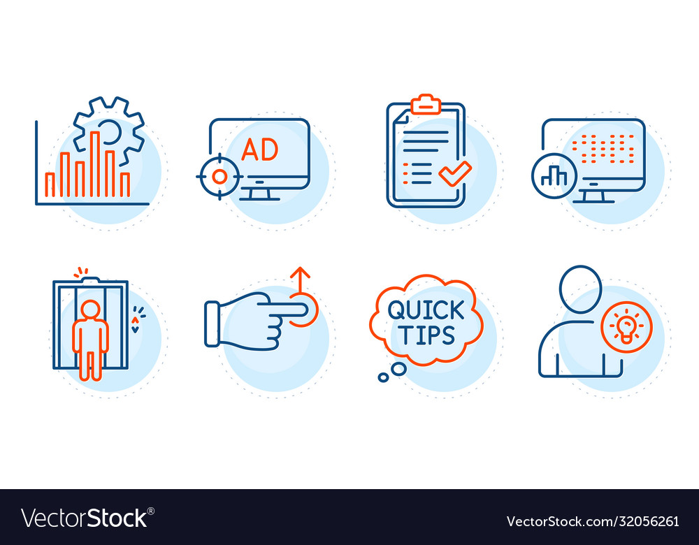 Drag drop seo adblock and quick tips icons set vector image Drag drop seo adblock and quick tips icons set