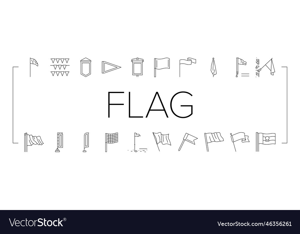 Flag start web pennant map icons set