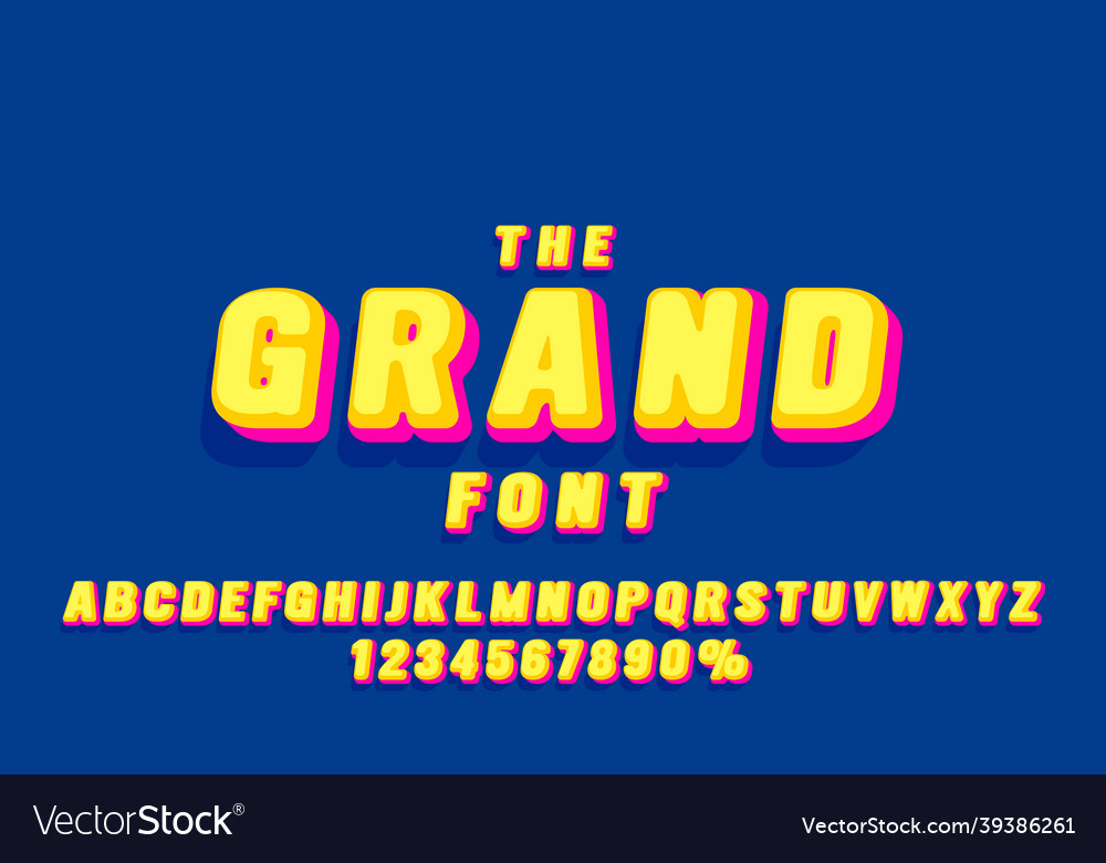 Grand font set collection letters and numbers vector image Grand font set collection letters and numbers
