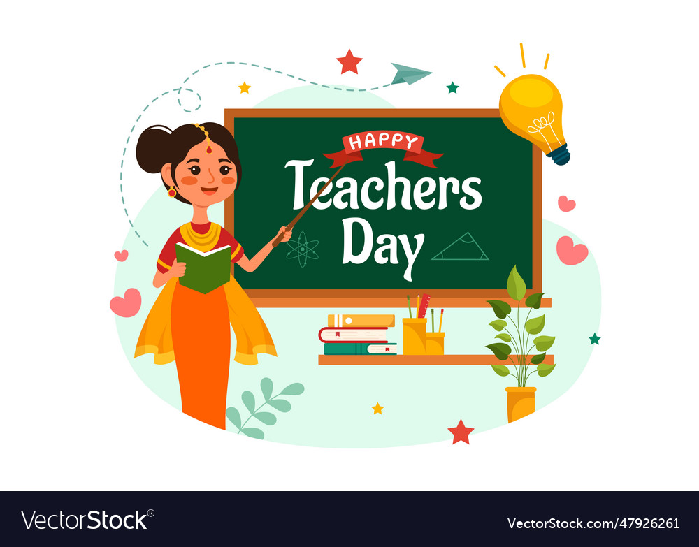 Happy teacher day in india with the teachers wear Vector Image