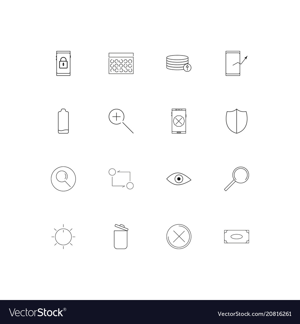 Interface linear thin icons set outlined simple