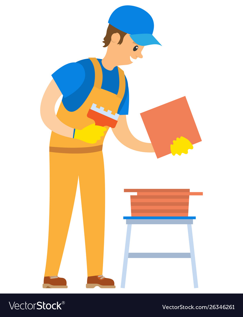 Man with blocks construction building vector image Man with blocks construction building