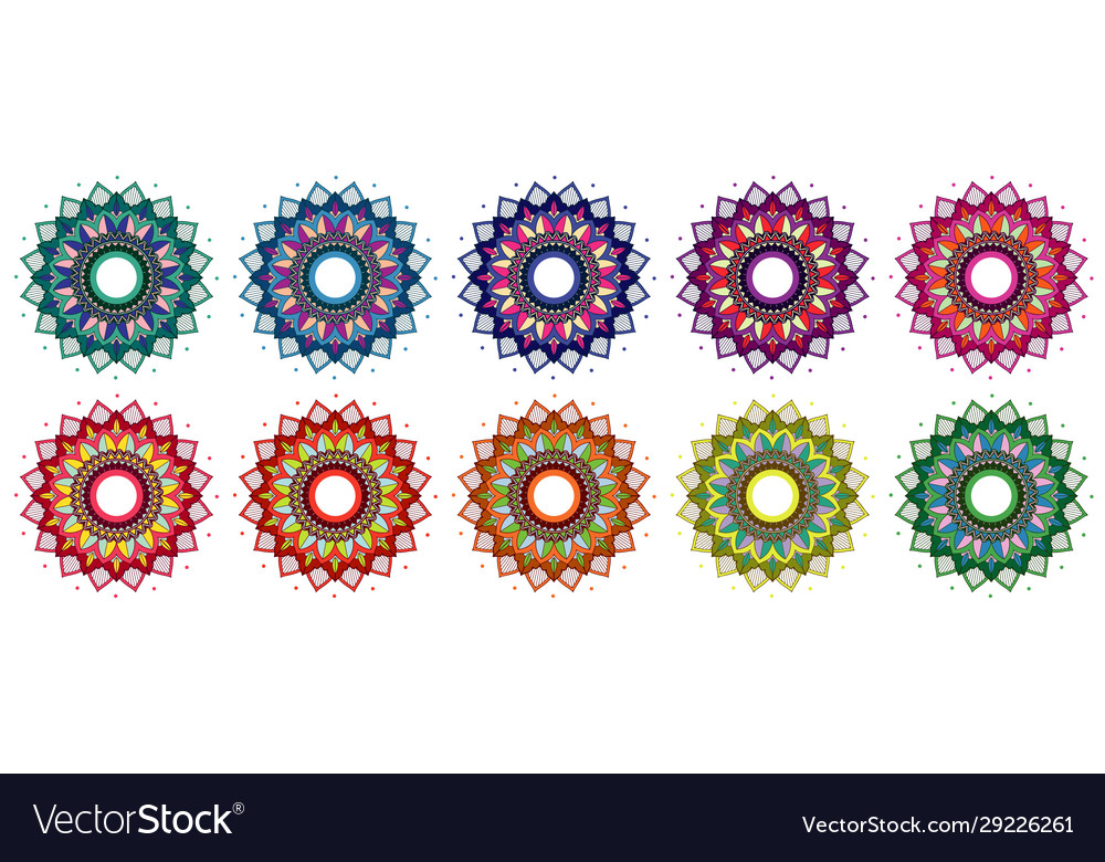 Mandala patterns in many colors Vector Image Mandala patterns in many colors