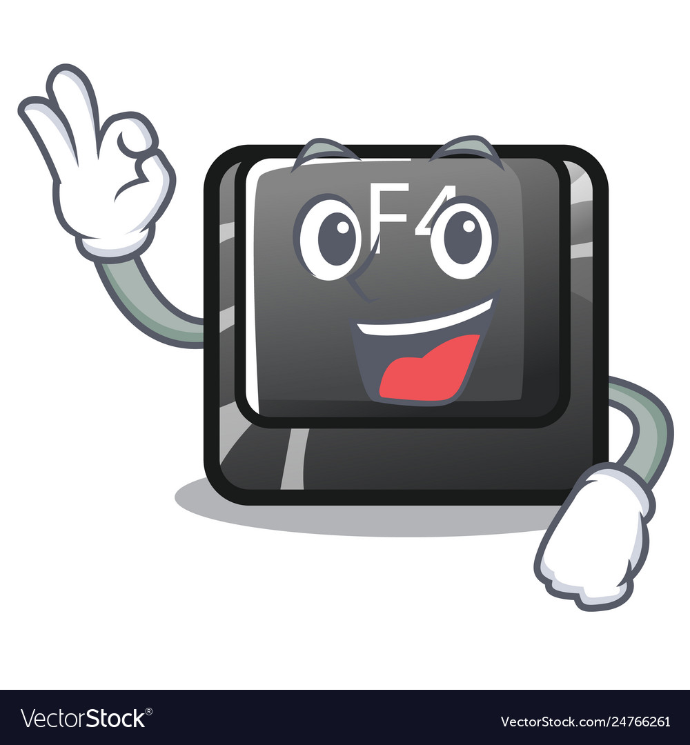 Okay button f4 isolated with character