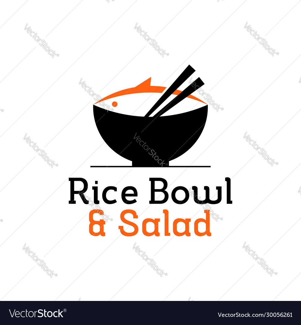 Rice bowl icon with chopstick and fish