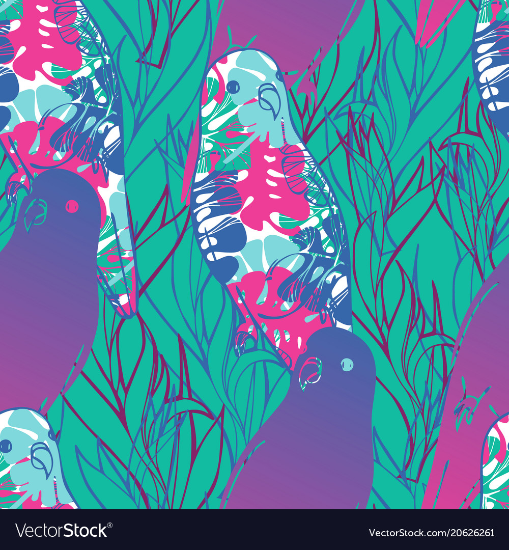 Seamless pattern with parrots vector image Seamless pattern with parrots