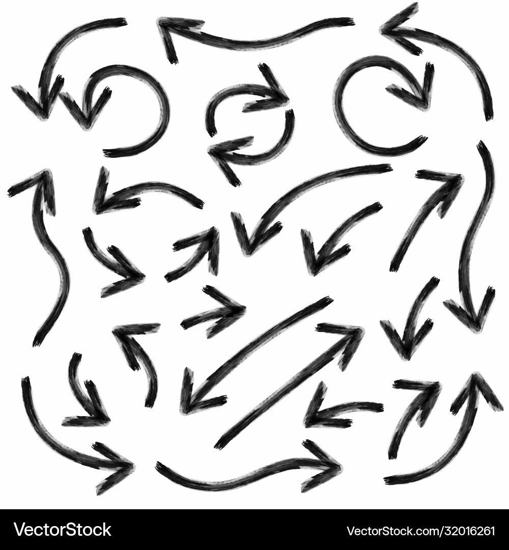 Set hand drawn arrows doodle design elements Vector Image