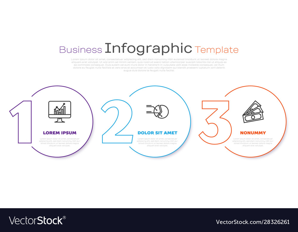 Set line computer monitor with graph chart pie vector image Set line computer monitor with graph chart pie