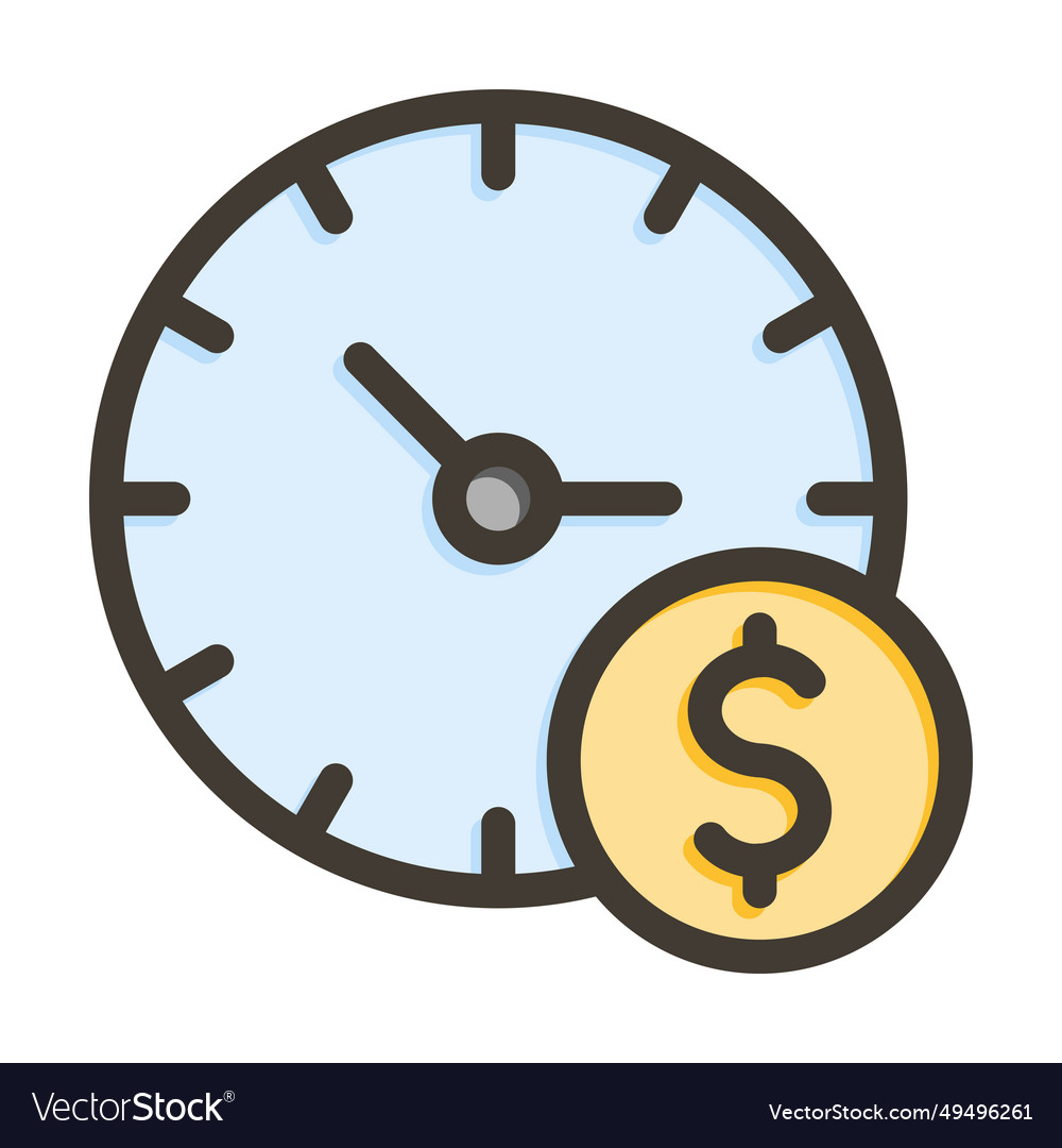 Time is money thick line filled colors icon