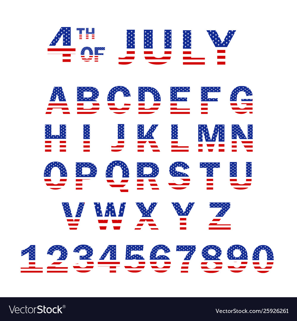 USA Flag Alphabet & Numbers - 4th of July