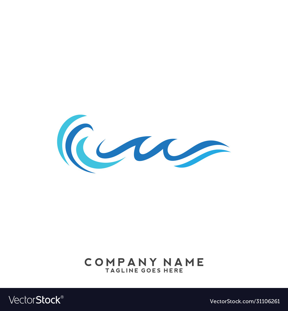 Water wave symbol and icon logo template Vector Image