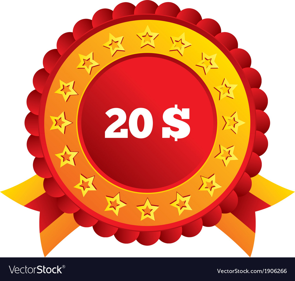 20 Dollars sign icon USD currency symbol Vector Image